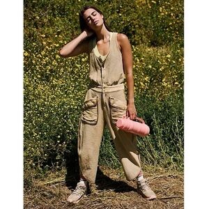 NWT Free People Timko Terry Cloth Tan Jumpsuit Onesie